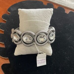 Lia Sophia Silver Bracelet with Clear Accents NWT